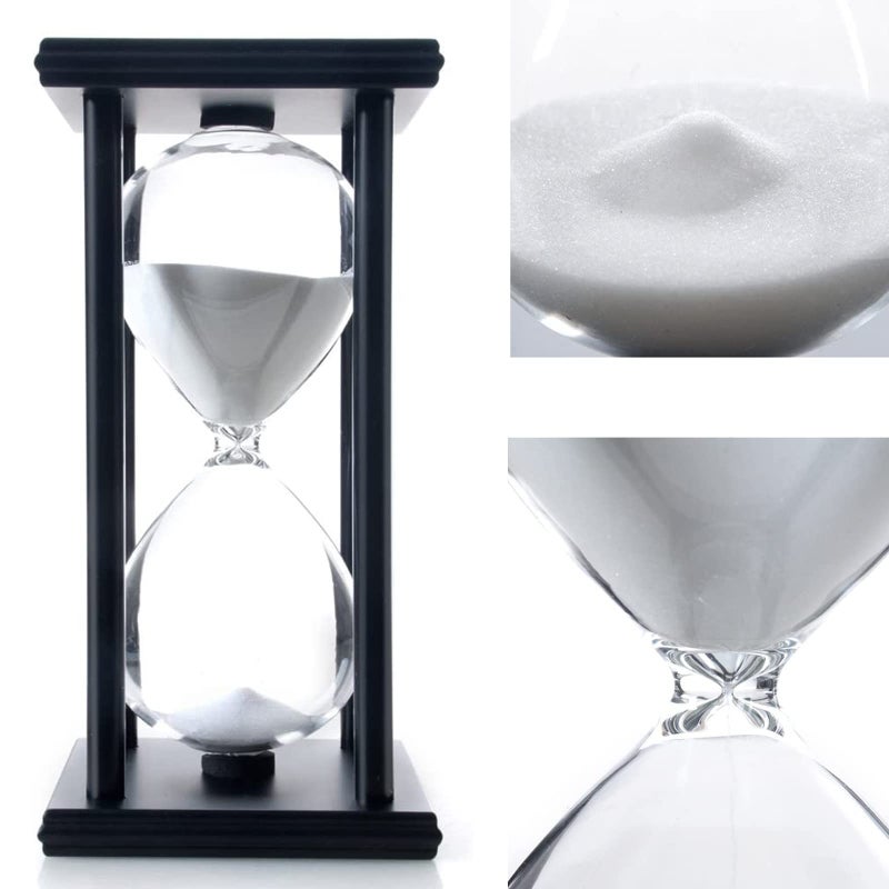 Tanmalan Hourglass 60 Minutes 8 inch Sand timers Tanmalan (White Sand,Black Frame,60Â±6Minutes,8x4x4inch) - Image 2